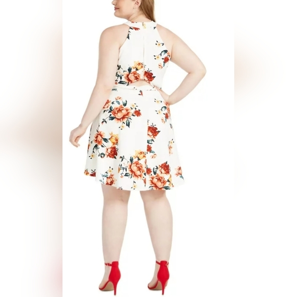 ALMOST FAMOUS Womens Ivory Floral Knee Length Fit + Flare Dress  Size: Small - Picture 4 of 10